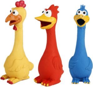 style Rubber Chicken Squeaky Dog Toys for Small, Medium or Large Pet Breeds, Play Fetch, Reduce Separation Anxiety (Color: Blue)